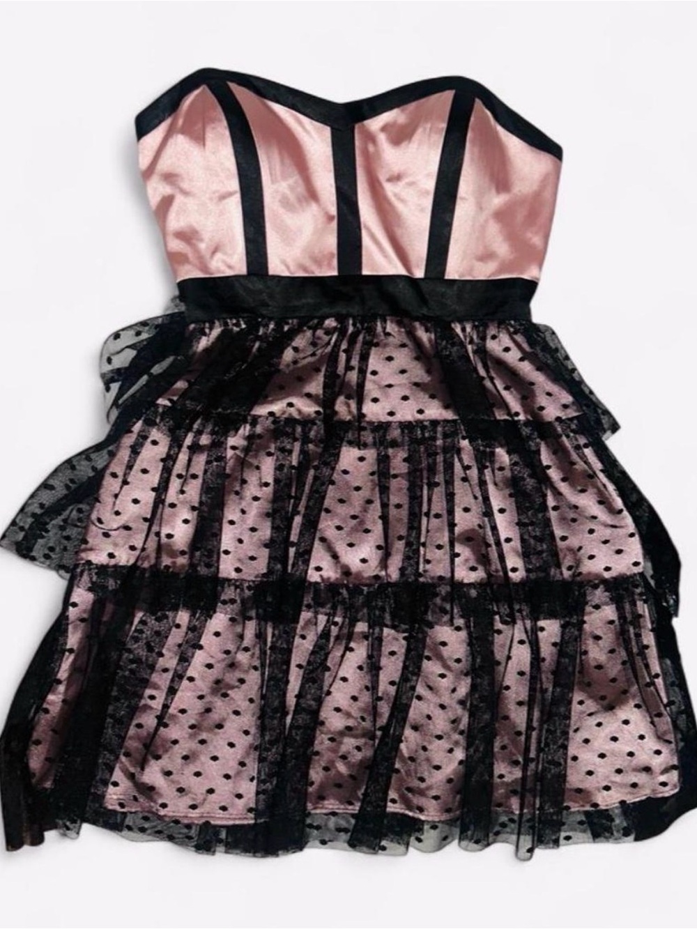 Arden B Pink and Black Polka Dot Tulle Dress